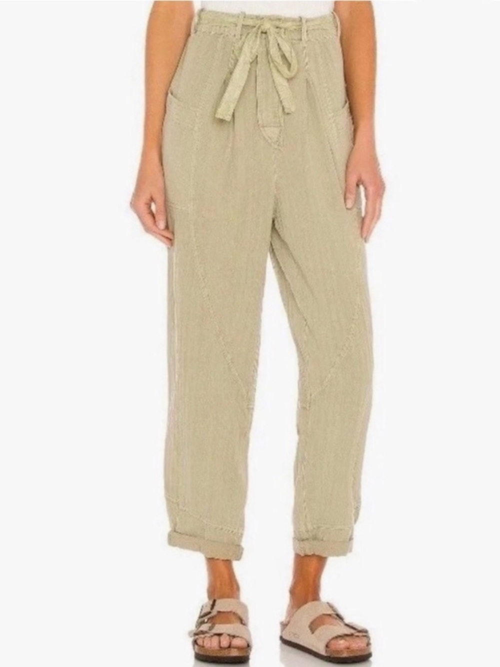 Free People khaki Green No Belt Wide Leg Pants Size XS Livin in The City